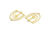 Brass D Shaped Charm, 24 Raw Brass D Shaped Charms With 2 Loops, Earrings, Connector Findings (24x18x0.60mm) A4425