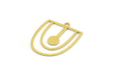 Brass D Shaped Charm, 24 Raw Brass D Shaped Charms With 1 Loop, Earrings, Findings (22x18x0.60mm) A4426