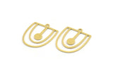Brass D Shaped Charm, 24 Raw Brass D Shaped Charms With 1 Loop, Earrings, Findings (22x18x0.60mm) A4426