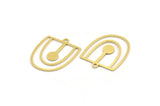 Brass D Shaped Charm, 24 Raw Brass D Shaped Charms With 1 Loop, Earrings, Findings (22x18x0.60mm) A4426