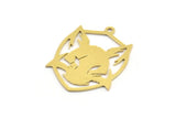 Brass Rat Charm, 8 Raw Brass Rat Shaped Charms With 1 Loop, Pendants, Mouse Findings (27x20.5x0.60mm) A4373