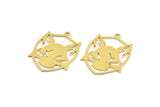 Brass Rat Charm, 8 Raw Brass Rat Shaped Charms With 1 Loop, Pendants, Mouse Findings (27x20.5x0.60mm) A4373