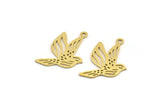 Brass Bird Charm, 24 Raw Brass Bird Shaped Charms With 1 Loop (18x18x0.60mm) A4437