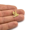 Brass Bird Charm, 24 Raw Brass Bird Shaped Charms With 1 Loop (18x18x0.60mm) A4437