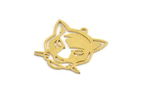 Brass Leopard Charm, 12 Raw Brass Leopard Charms With 1 Loop (21x20x0.60mm) A4380