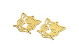 Brass Leopard Charm, 12 Raw Brass Leopard Charms With 1 Loop (21x20x0.60mm) A4380