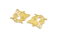 Brass Leopard Charm, 12 Raw Brass Leopard Charms With 1 Loop (21x20x0.60mm) A4380