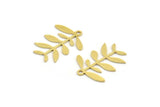 Brass Leaf Charm, 24 Raw Brass Branch Charms With 1 Loop, Charm Pendants (20x16x0.60mm) A4438