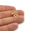 Brass Leaf Charm, 24 Raw Brass Branch Charms With 1 Loop, Charm Pendants (20x16x0.60mm) A4438