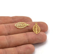Brass Leaf Charm, 24 Raw Brass Leaf Charms With 1 Loop, Findings (20x10x0.60mm) A4448