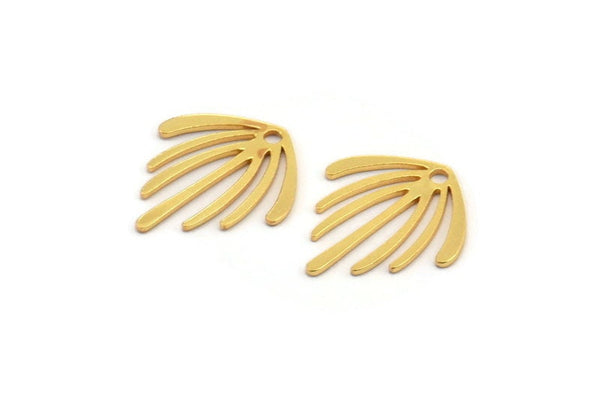 Gold Fringed Charm, 12 Gold Plated Brass Fringed Charms With 1 Hole (15x14x0.60mm) A3193 H0943