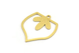 Brass Leaf Charm, 12 Raw Brass Leaf Charms With 1 Loop, Findings (23x20x0.60mm) A4458