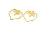 Brass Leaf Charm, 12 Raw Brass Leaf Charms With 1 Loop, Findings (23x20x0.60mm) A4458
