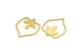 Brass Leaf Charm, 12 Raw Brass Leaf Charms With 1 Loop, Findings (23x20x0.60mm) A4458