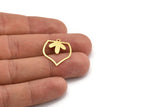 Brass Leaf Charm, 12 Raw Brass Leaf Charms With 1 Loop, Findings (23x20x0.60mm) A4458