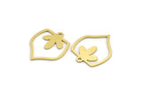 Brass Leaf Charm, 24 Raw Brass Leaf Charms With 1 Loop, Findings (19x16x0.60mm) A4456