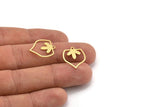 Brass Leaf Charm, 24 Raw Brass Leaf Charms With 1 Loop, Findings (19x16x0.60mm) A4456