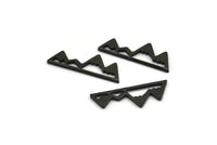 Black Mountain Connectors, 24 Oxidized Black Brass Mountain Shaped Pendants Without Hole, (22x7x1mm) D0827 S954