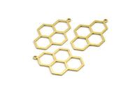 Brass Honeycomb Charm, 8 Raw Brass Honeycomb Charm Earrings With 1 Loop, Pendant, Findings (42x27mm) D0716