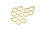 Brass Honeycomb Charm, 8 Raw Brass Honeycomb Charm Earrings With 1 Loop, Pendant, Findings (42x27mm) D0716