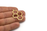 Brass Honeycomb Charm, 8 Raw Brass Honeycomb Charm Earrings With 1 Loop, Pendant, Findings (42x27mm) D0716