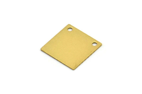 Raw Brass Square, 20 Raw Brass Square Blanks With 2 Holes (13x0.50mm) D0302