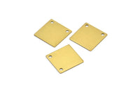 Raw Brass Square, 20 Raw Brass Square Blanks With 2 Holes (13x0.50mm) D0302