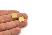 Raw Brass Square, 20 Raw Brass Square Blanks With 2 Holes (13x0.50mm) D0302
