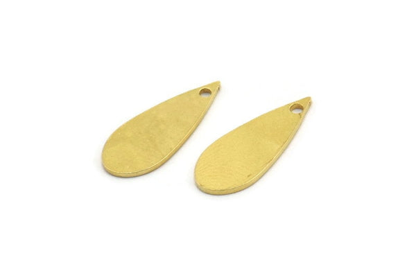 Brass Drop Charm, 24 Raw Brass Drop Charms With 1 Hole, Findings (19x7x0.80mm) D1006