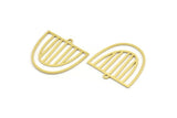 Brass D Shaped Charm, 12 Raw Brass D Shaped Charms With 1 Loop, Earrings, Findings (24x24x0.60mm) A4467