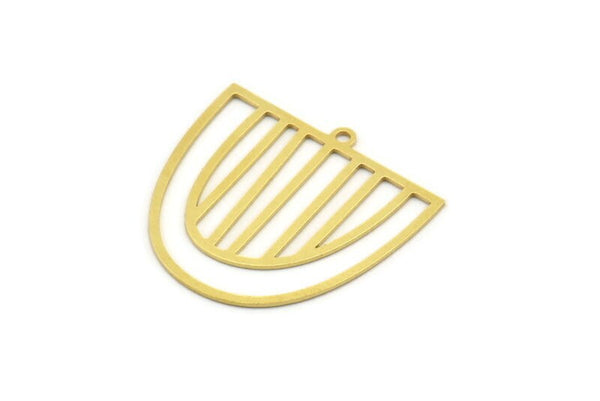 Brass D Shaped Charm, 8 Raw Brass D Shaped Charms With 1 Loop, Earrings, Findings (28x29x0.60mm) A4465