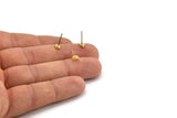 Brass Stud Earring, 12 Raw Brass Tiny D Shaped Stud Earrings (4x6x1mm) A4182