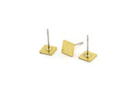 Pirinç Kare Küpe, 6 Ham Pirinç Küçük Kare Şekilli Küpe (6x0,80 mm) A4188 A4178