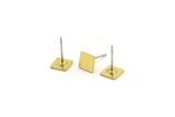 Pirinç Kare Küpe, 6 Ham Pirinç Küçük Kare Şekilli Küpe (6x0,80 mm) A4188 A4178
