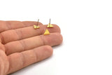 Brass Triangle Earring, 12 Raw Brass Tiny Triangle Shaped Stud Earrings (7x0.80mm) A4184