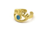 Brass Eye Ring, 2 Raw Brass Eye Ring With 1 Stone Settings - Pad Size 4mm N2155
