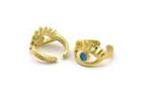 Brass Eye Ring, 2 Raw Brass Eye Ring With 1 Stone Settings - Pad Size 4mm N2155