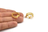 Brass Moon Ring, 2 Raw Brass Crescent Moon And Star Shaped Rings With Pad For 5.5mm Pearl N2157