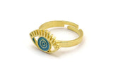 Brass Eye Ring, 2 Raw Brass Eye Shaped Rings N2159