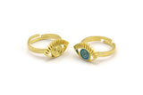 Brass Eye Ring, 2 Raw Brass Eye Shaped Rings N2159