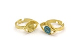 Brass Eye Ring, 2 Raw Brass Eye Shaped Rings N2158