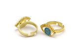 Brass Eye Ring, 2 Raw Brass Eye Shaped Rings N2158