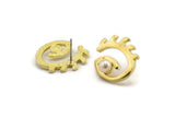 Brass Eye Earring, 4 Raw Brass Eye Stud Earrings With Pad For 5.5mm Pearl (18x20mm) N2149