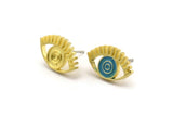 Brass Eye Earring, 4 Raw Brass Eye Shaped Stud Earrings (10x17x2mm) N2151