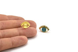 Brass Eye Earring, 4 Raw Brass Eye Shaped Stud Earrings (10x17x2mm) N2151