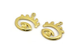 Brass Eye Charm, 4 Raw Brass Eye Shaped Charms With 1 Loop, Pad For 5.5mm Pearl, Pendants, Earring Findings (22x20mm) N2150