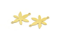 Brass Flower Charm, 12 Raw Brass Flower Charms With 2 Loops, Brass Connectors (22x16x0.60mm) A3435