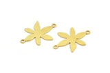 Brass Flower Charm, 12 Raw Brass Flower Charms With 2 Loops, Brass Connectors (22x16x0.60mm) A3435