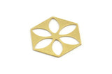Brass Hexagon Charm, 8 Raw Brass Marquise Patterned Hexagon Shape Charms, Charm Pendants, Blank Findings (31x27x0.80mm) A4187