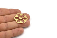 Brass Hexagon Charm, 8 Raw Brass Marquise Patterned Hexagon Shape Charms, Charm Pendants, Blank Findings (31x27x0.80mm) A4187